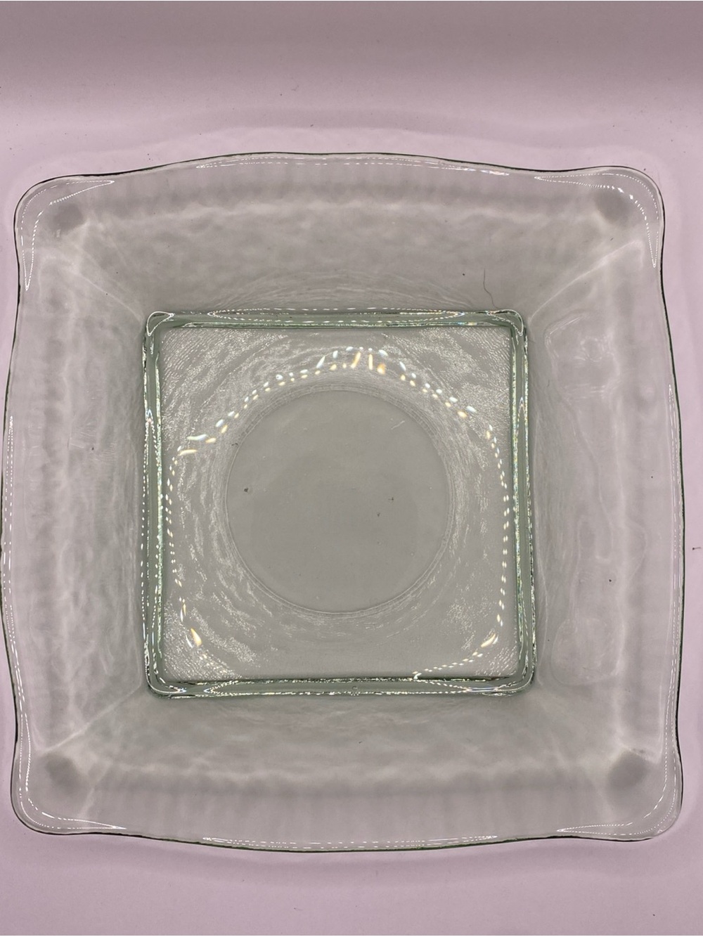 Recycled Glass 9.5” Square Serving Bowl - Heavy & Has Bubbles